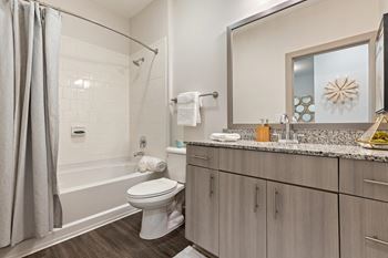 Bathroom With Bathtub at The Dartmouth North Hills Apartments, Raleigh, NC, 27609